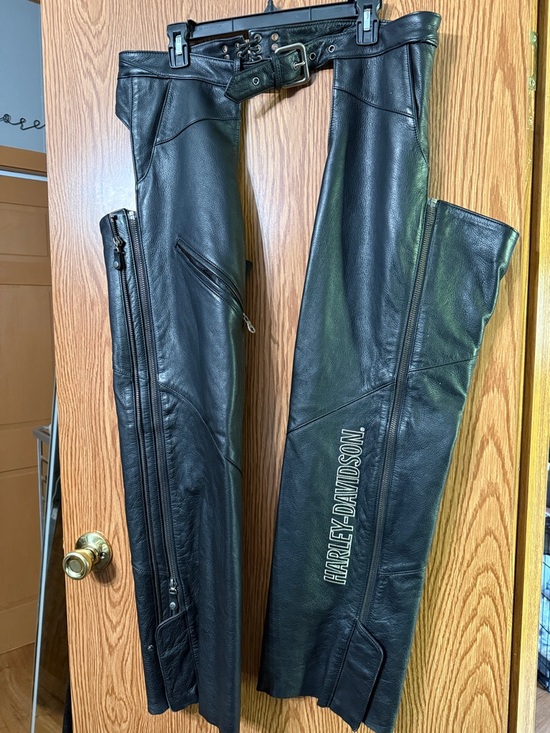 Harley-Davidson Other - Harley-Davidson Black Leather Chaps with Embossed Logo